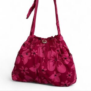 With Jean Pink Shoulder Bag with Floral Design